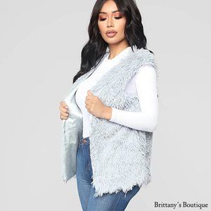 Fashion Nova Faux Fur Vest - Grey